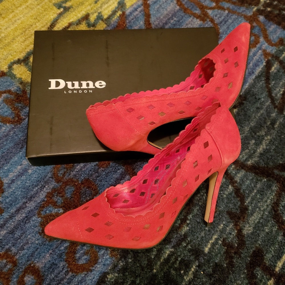 Dune London Red Scallop Heels